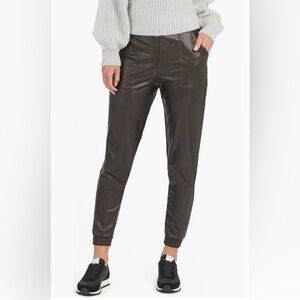 SPANX Faux-Leather Jogger Pants in Black Size M